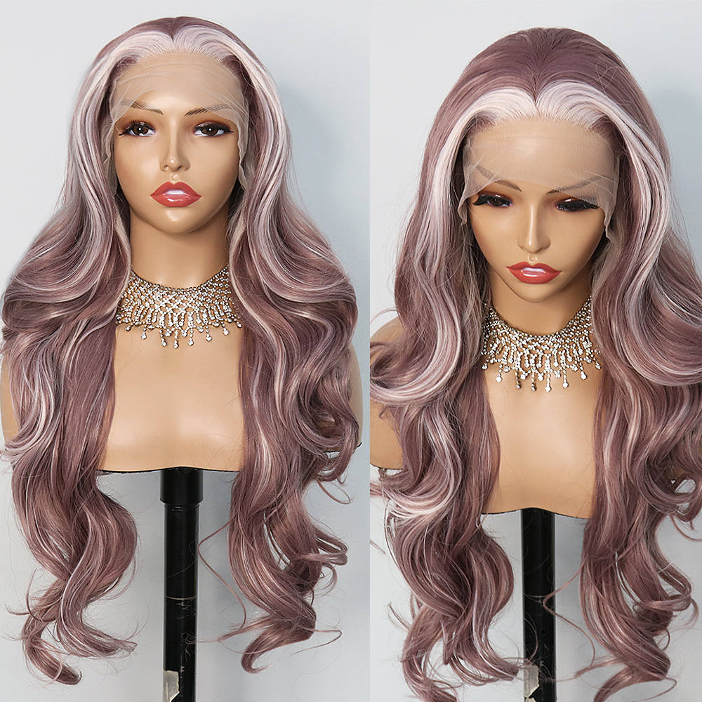 Hot selling cross-border exclusive synthetic lace wig headband for Europe and America, fluffy big wave long curly hair 26 inches