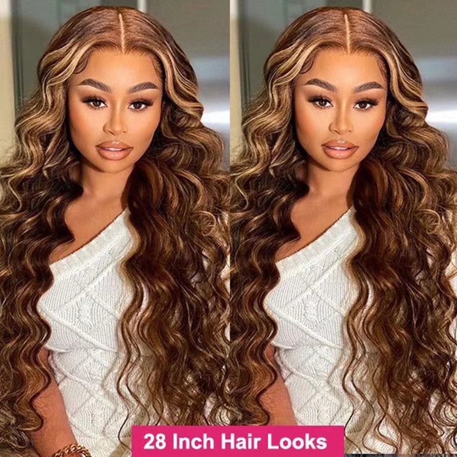 Hot selling T-shaped lace wig set independent station new product European and American women's piano color long curly hair big wave wholesale Hot selling T-shaped lace wig set independent station new product European and American women's piano color long curly hair big wave wholesale