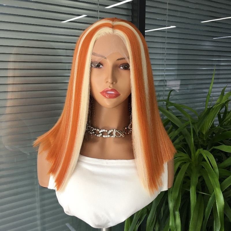 Cross border new product dyed collarbone synthetic front lace gradient wig headband with European and American style foreign trade