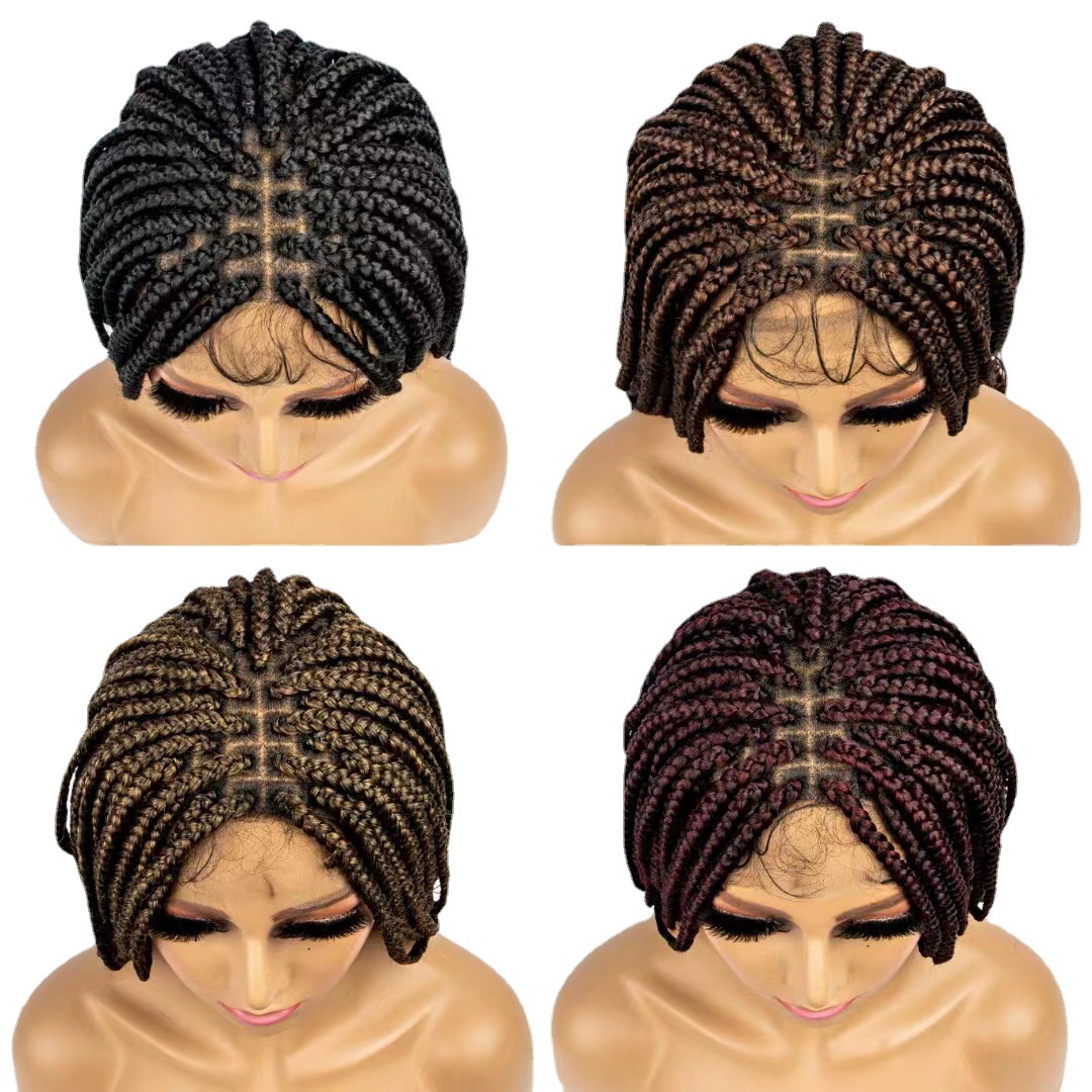 Cross border full lace braided synthetic wig head cover for women, baby hair wigs, one-piece hair replacement for foreign trade Cross border full lace braided synthetic wig head cover for women, baby hair wigs, one-piece hair replacement for foreign trade