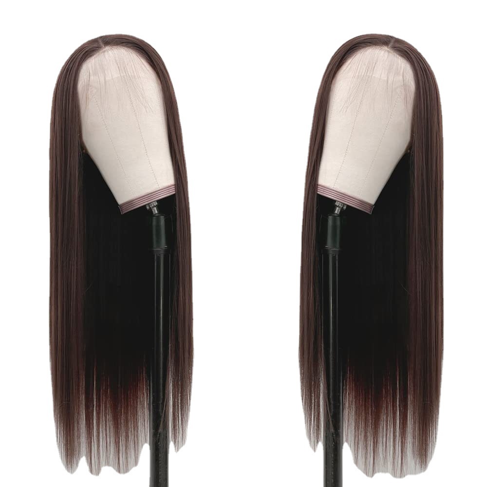 No.6 brown wig, long straight hair, women's fashion, cross-border, mid split, can be perm dyed, headband, wig manufacturer, one piece hair replacement No.6 brown wig, long straight hair, women's fashion, cross-border, mid split, can be perm dyed, headband, wig manufacturer, one piece hair replacement