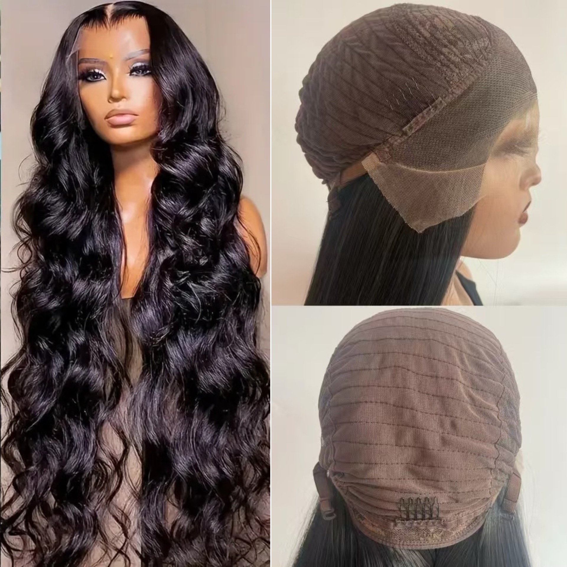 Cross border 13 * 4 lace fluffy wig, women's long fashionable slanted bangs, natural fluffy women's long curly hair headband manufacturer