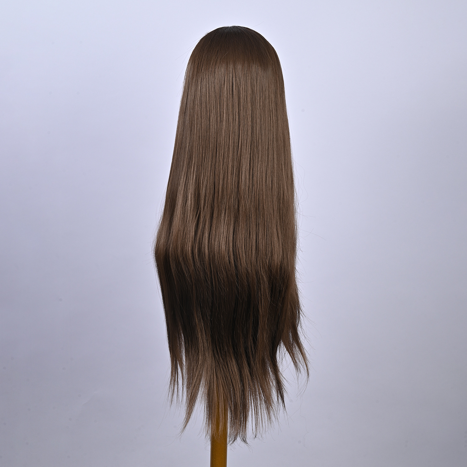Wig full head cover dark brown European and American hot selling black hair simulation fluffy long straight hair COS front lace medium long hair Wig full head cover dark brown European and American hot selling black hair simulation fluffy long straight hair COS front lace medium long hair