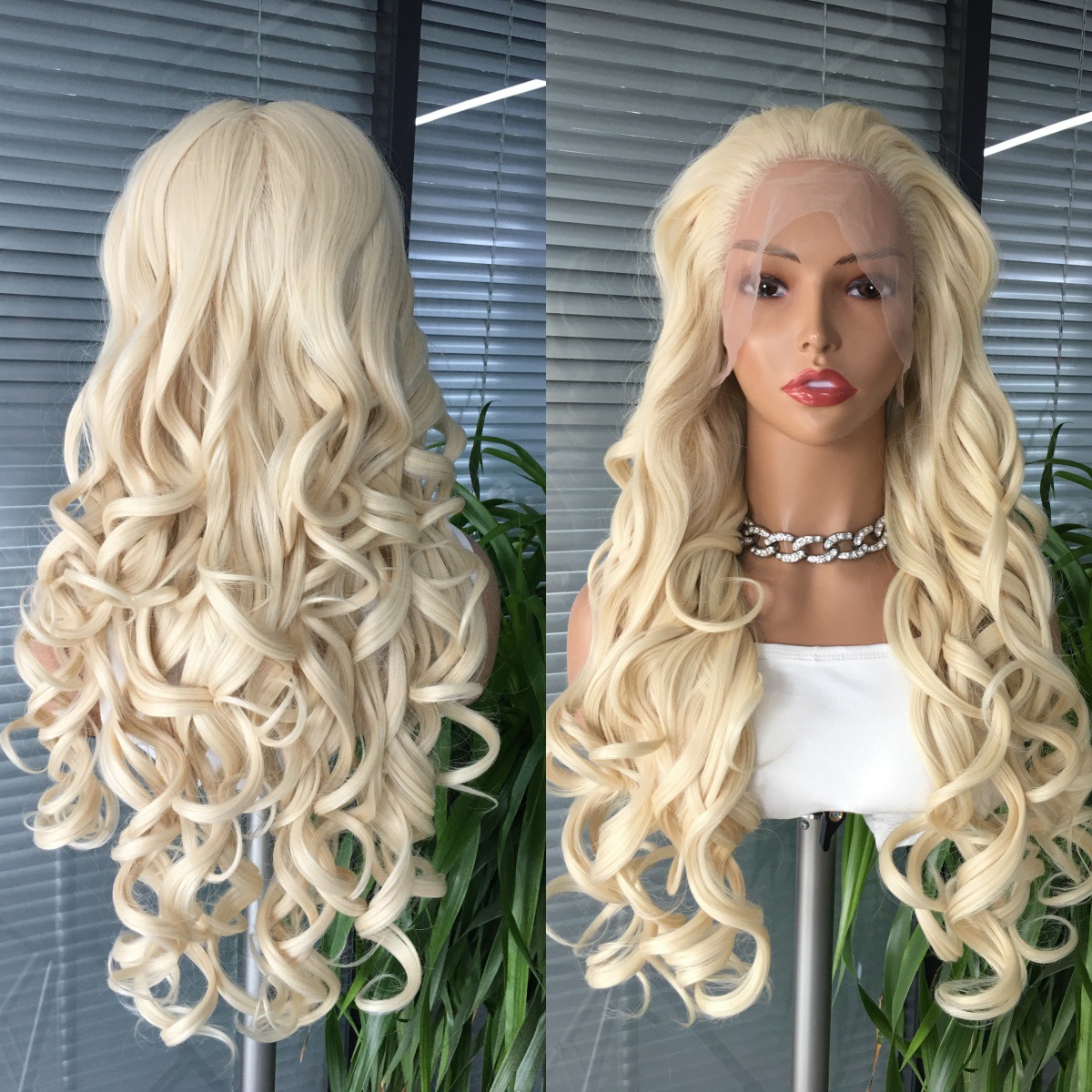 13x4 Chemical Fiber Lace Wig Explosive # 613 Large Wave Cross border European and American Wig Headset One Piece Hair Replacement