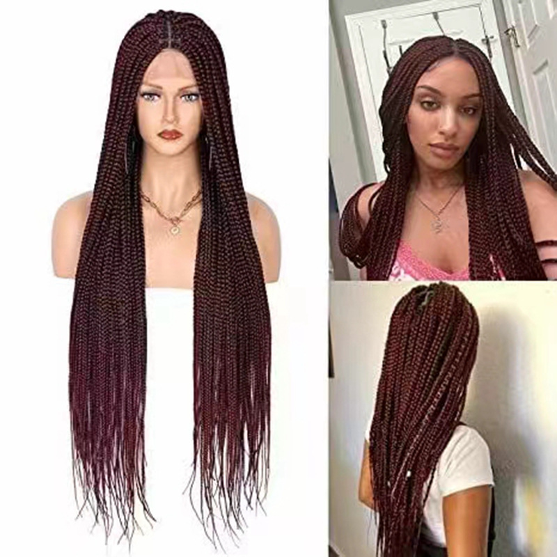 Cross border full lace braided synthetic wig head cover for women, baby hair wigs, one-piece hair replacement for foreign trade Cross border full lace braided synthetic wig head cover for women, baby hair wigs, one-piece hair replacement for foreign trade