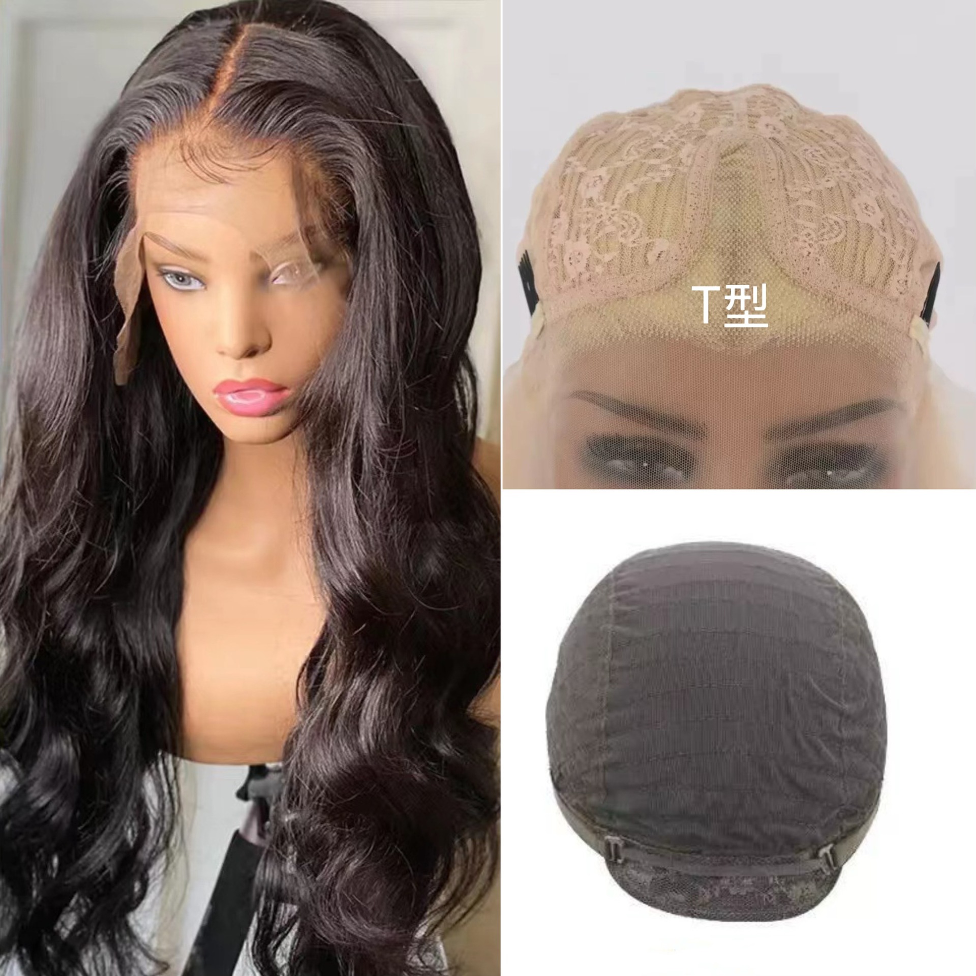 Elegant lace wig, European and American wig, women's African style synthetic hair, fluffy wavy long curly hair, wholesale