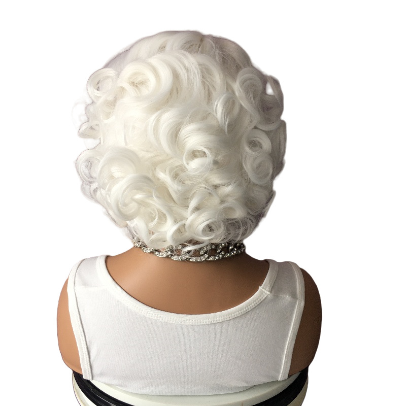 Celebrity style personality 13x4 front lace synthetic white wig internet famous short curly hair headband 10 inches Celebrity style personality 13x4 front lace synthetic white wig internet famous short curly hair headband 10 inches