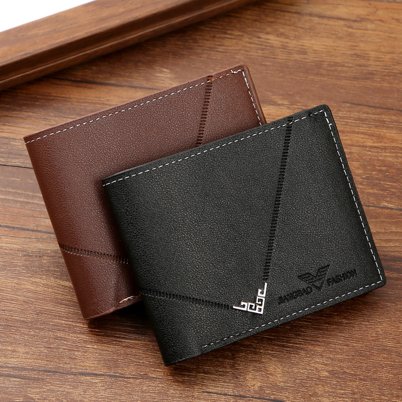 New men's wallet, men's short wallet, men's youth simple and fashionable, multi slot plain weave horizontal and vertical embossed wallet New men's wallet, men's short wallet, men's youth simple and fashionable, multi slot plain weave horizontal and vertical embossed wallet