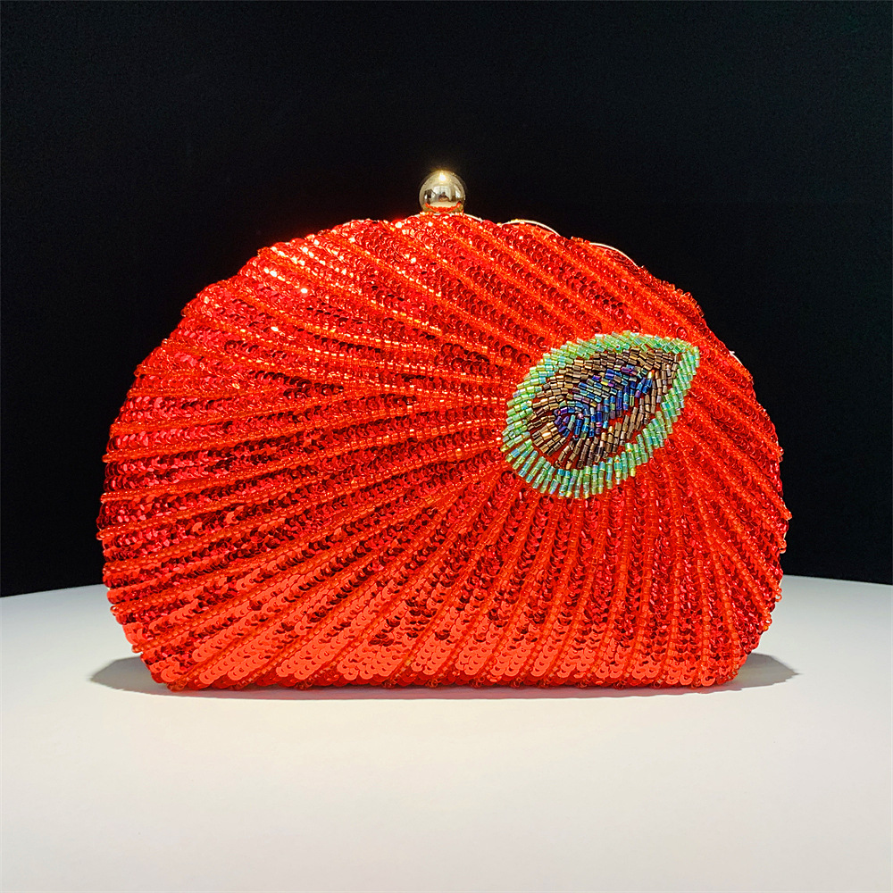 Chaozhou Hengmei Handbag Fashion Banquet Bag Women's Handmade Shell Peacock Bead Bag Banquet Bag Chaozhou Hengmei Handbag Fashion Banquet Bag Women's Handmade Shell Peacock Bead Bag Banquet Bag