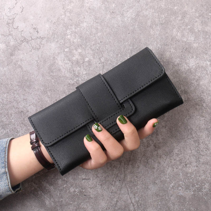 Wallet women's long style simple female student fashion three fold flip cover small fresh zero wallet multifunctional buckle card bag for women Wallet women's long style simple female student fashion three fold flip cover small fresh zero wallet multifunctional buckle card bag for women