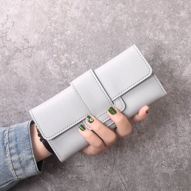Wallet women's long style simple female student fashion three fold flip cover small fresh zero wallet multifunctional buckle card bag for women Wallet women's long style simple female student fashion three fold flip cover small fresh zero wallet multifunctional buckle card bag for women