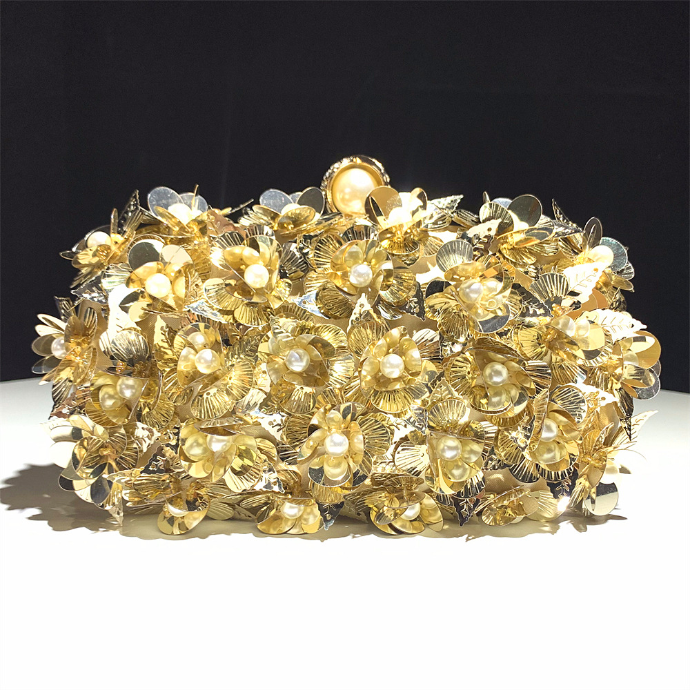 Hengmei handmade gradient flower sequin hand-held bag for women's dinner dress bag Hengmei handmade gradient flower sequin hand-held bag for women's dinner dress bag