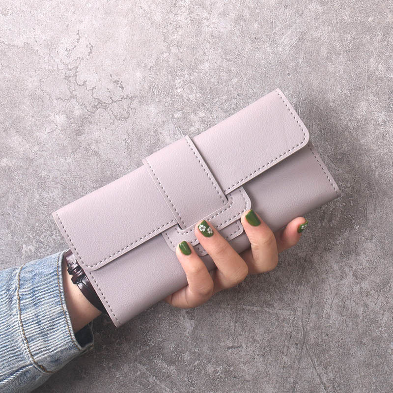 Wallet women's long style simple female student fashion three fold flip cover small fresh zero wallet multifunctional buckle card bag for women Wallet women's long style simple female student fashion three fold flip cover small fresh zero wallet multifunctional buckle card bag for women
