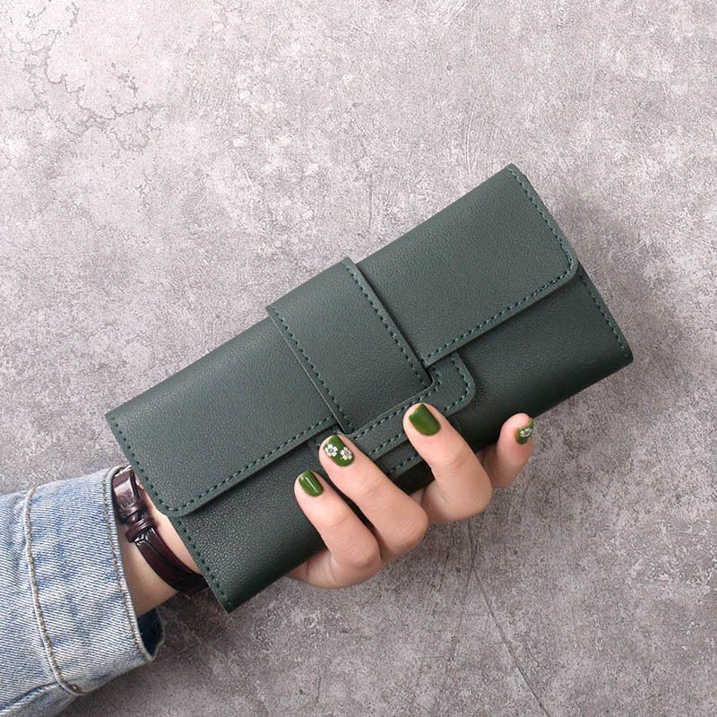 Wallet women's long style simple female student fashion three fold flip cover small fresh zero wallet multifunctional buckle card bag for women Wallet women's long style simple female student fashion three fold flip cover small fresh zero wallet multifunctional buckle card bag for women