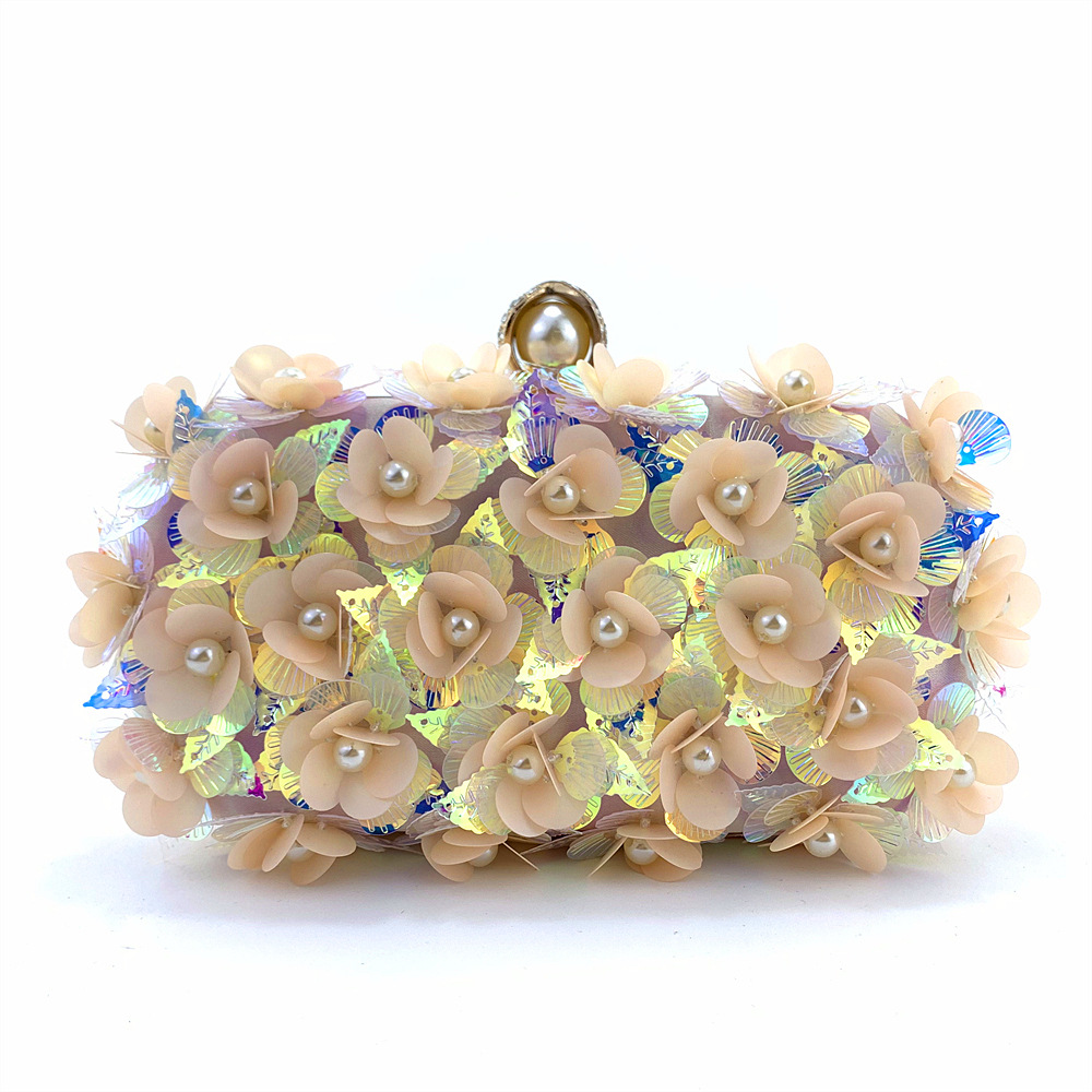 Hengmei handmade gradient flower sequin hand-held bag for women's dinner dress bag Hengmei handmade gradient flower sequin hand-held bag for women's dinner dress bag