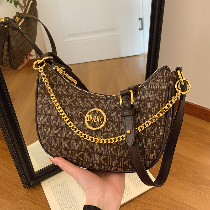 French Retro Underarm Bag for Women 2025 New European and American Fashion Printed Shoulder Bag, High Grade Crossbody Dumpling Bag