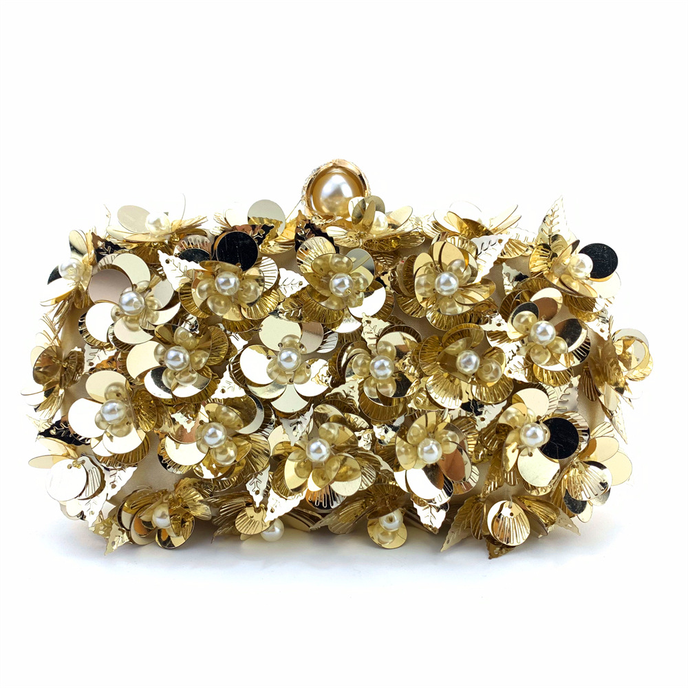 Hengmei handmade gradient flower sequin hand-held bag for women's dinner dress bag Hengmei handmade gradient flower sequin hand-held bag for women's dinner dress bag