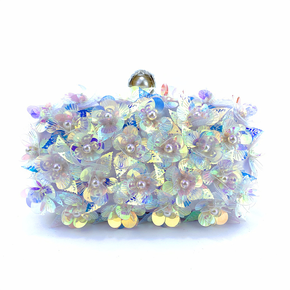 Hengmei handmade gradient flower sequin hand-held bag for women's dinner dress bag Hengmei handmade gradient flower sequin hand-held bag for women's dinner dress bag