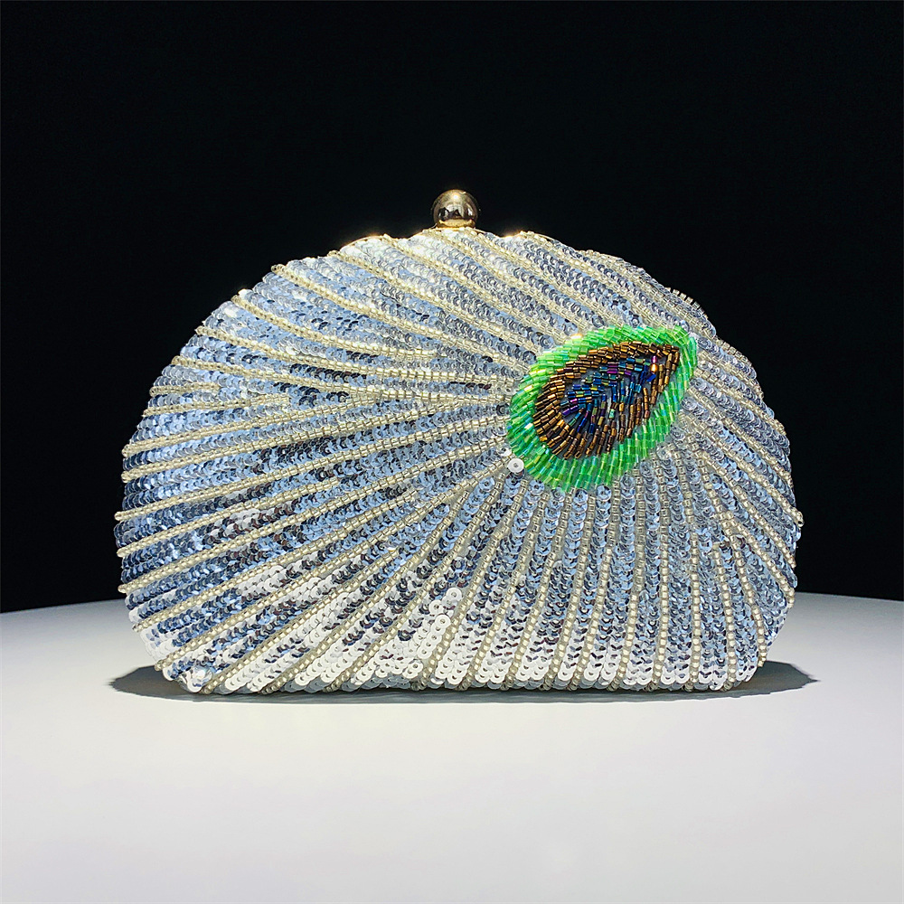 Chaozhou Hengmei Handbag Fashion Banquet Bag Women's Handmade Shell Peacock Bead Bag Banquet Bag Chaozhou Hengmei Handbag Fashion Banquet Bag Women's Handmade Shell Peacock Bead Bag Banquet Bag