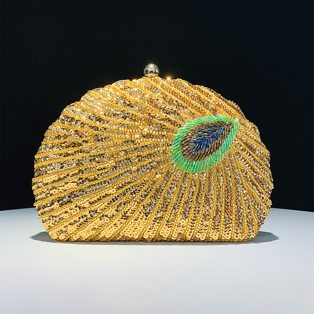 Chaozhou Hengmei Handbag Fashion Banquet Bag Women's Handmade Shell Peacock Bead Bag Banquet Bag Chaozhou Hengmei Handbag Fashion Banquet Bag Women's Handmade Shell Peacock Bead Bag Banquet Bag