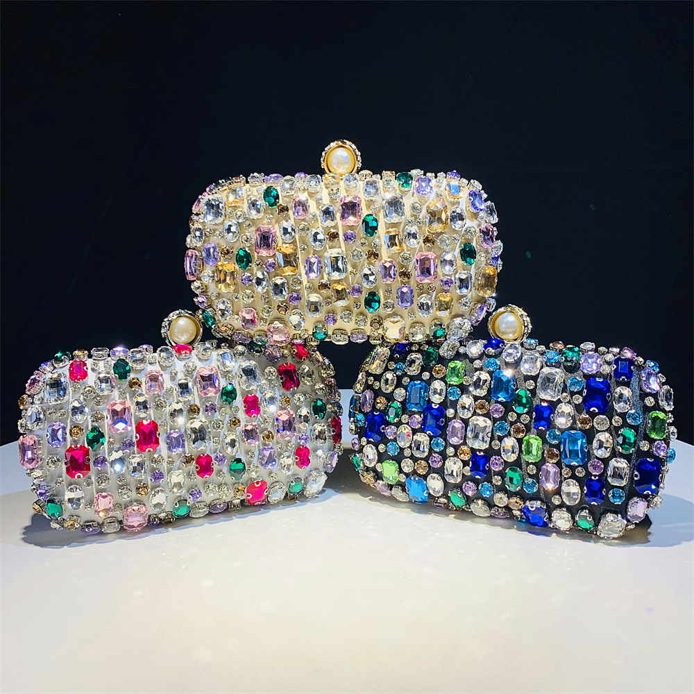 Hengmei Handmade Full Diamond Set Banquet Bag, Ladies' Handheld Bag, Premium Box Bag