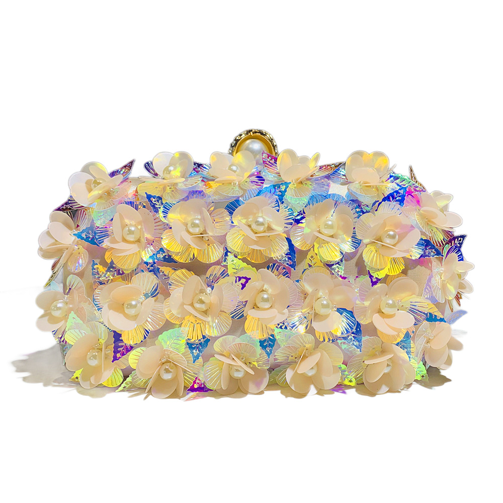 Hengmei handmade gradient flower sequin hand-held bag for women's dinner dress bag Hengmei handmade gradient flower sequin hand-held bag for women's dinner dress bag