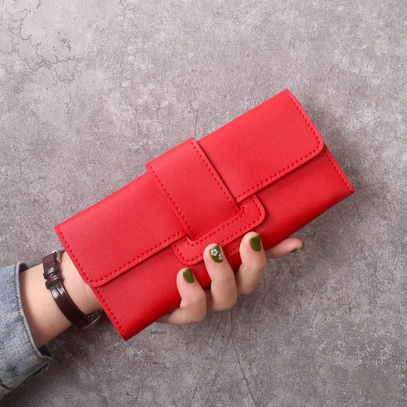 Wallet women's long style simple female student fashion three fold flip cover small fresh zero wallet multifunctional buckle card bag for women Wallet women's long style simple female student fashion three fold flip cover small fresh zero wallet multifunctional buckle card bag for women