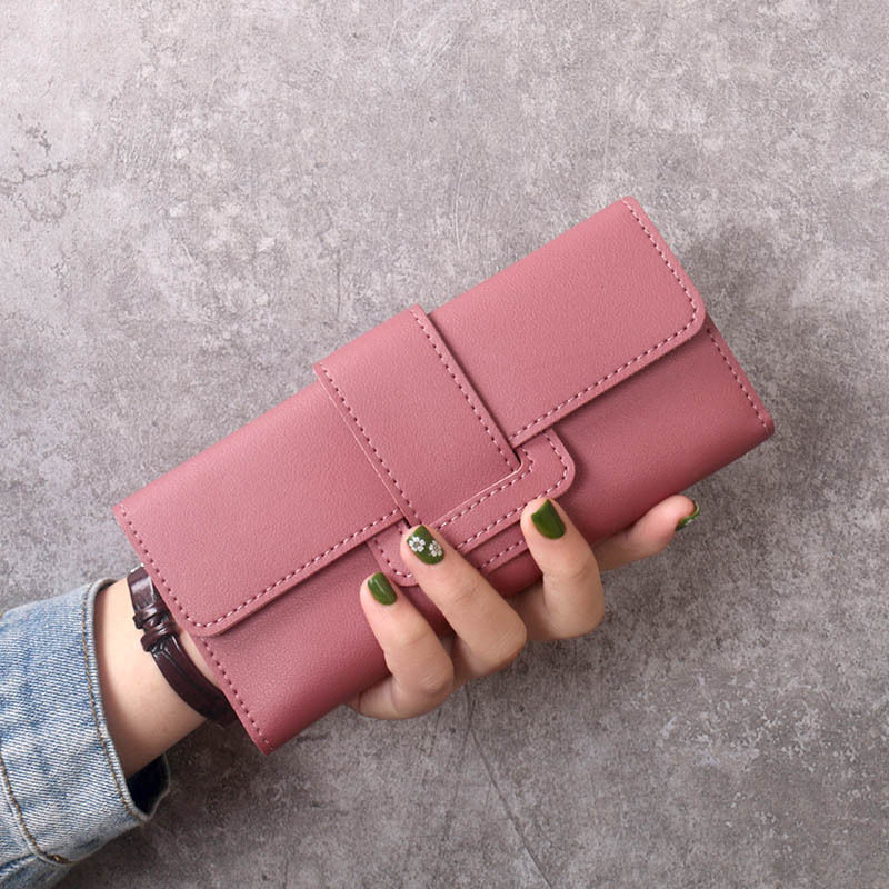 Wallet women's long style simple female student fashion three fold flip cover small fresh zero wallet multifunctional buckle card bag for women Wallet women's long style simple female student fashion three fold flip cover small fresh zero wallet multifunctional buckle card bag for women
