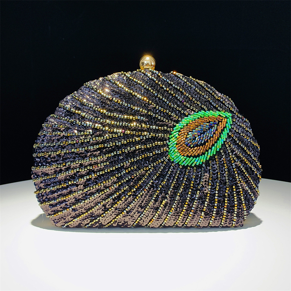 Chaozhou Hengmei Handbag Fashion Banquet Bag Women's Handmade Shell Peacock Bead Bag Banquet Bag Chaozhou Hengmei Handbag Fashion Banquet Bag Women's Handmade Shell Peacock Bead Bag Banquet Bag