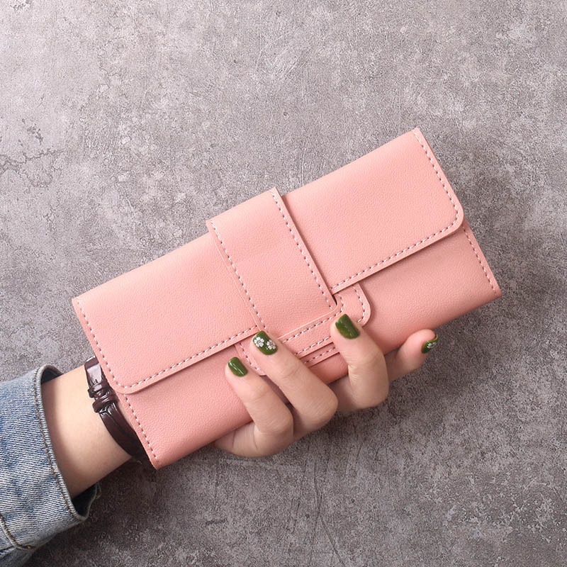 Wallet women's long style simple female student fashion three fold flip cover small fresh zero wallet multifunctional buckle card bag for women Wallet women's long style simple female student fashion three fold flip cover small fresh zero wallet multifunctional buckle card bag for women