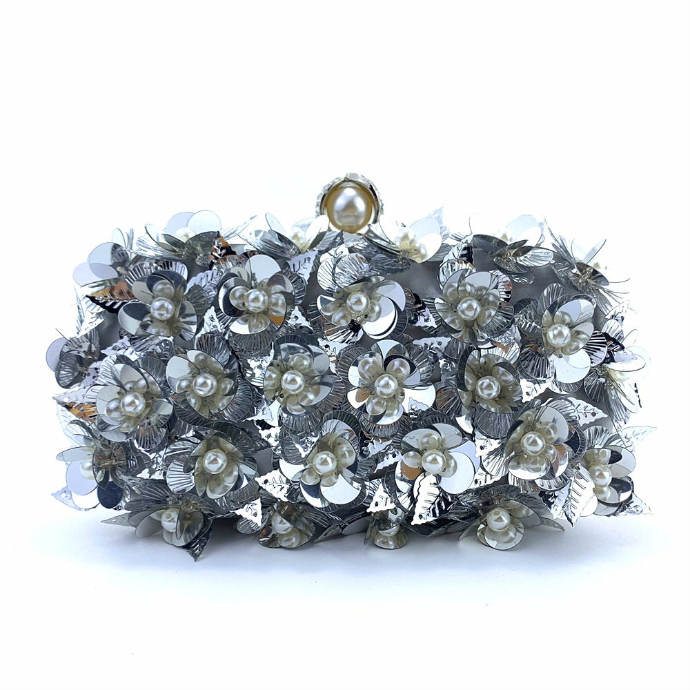 Hengmei handmade gradient flower sequin hand-held bag for women's dinner dress bag Hengmei handmade gradient flower sequin hand-held bag for women's dinner dress bag