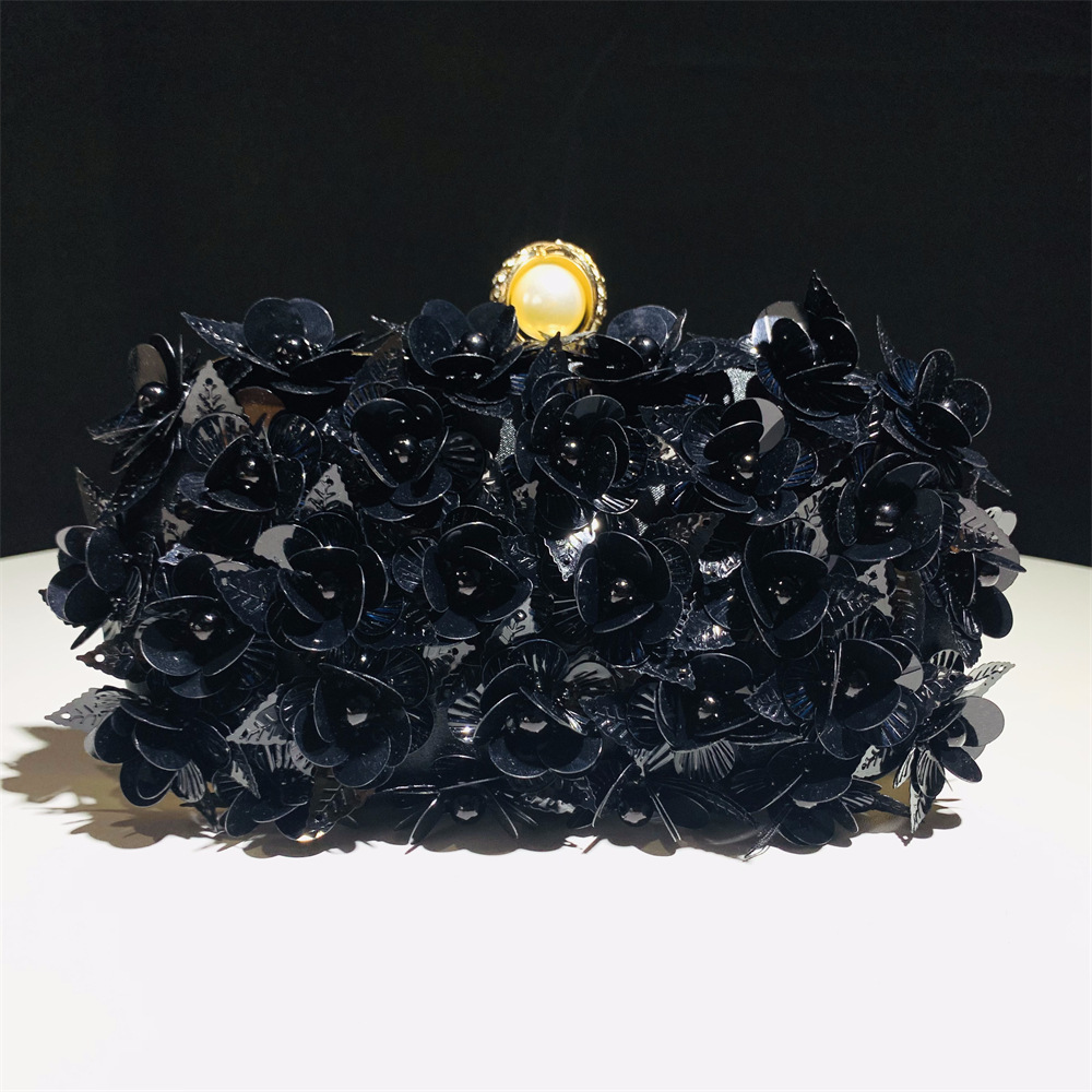 Hengmei handmade gradient flower sequin hand-held bag for women's dinner dress bag Hengmei handmade gradient flower sequin hand-held bag for women's dinner dress bag