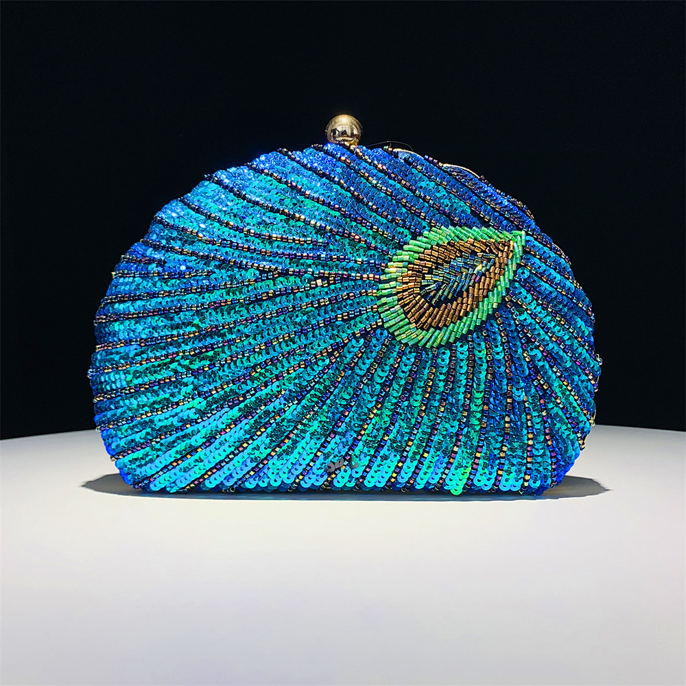 Chaozhou Hengmei Handbag Fashion Banquet Bag Women's Handmade Shell Peacock Bead Bag Banquet Bag Chaozhou Hengmei Handbag Fashion Banquet Bag Women's Handmade Shell Peacock Bead Bag Banquet Bag