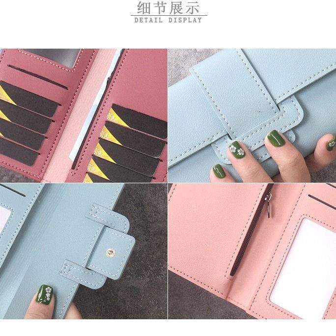 Wallet women's long style simple female student fashion three fold flip cover small fresh zero wallet multifunctional buckle card bag for women Wallet women's long style simple female student fashion three fold flip cover small fresh zero wallet multifunctional buckle card bag for women