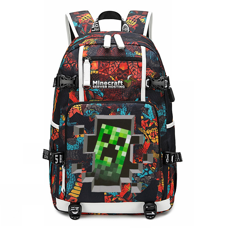 Cross border hot selling Minecraft game peripheral printed backpack outdoor large capacity travel bag Cross border hot selling Minecraft game peripheral printed backpack outdoor large capacity travel bag