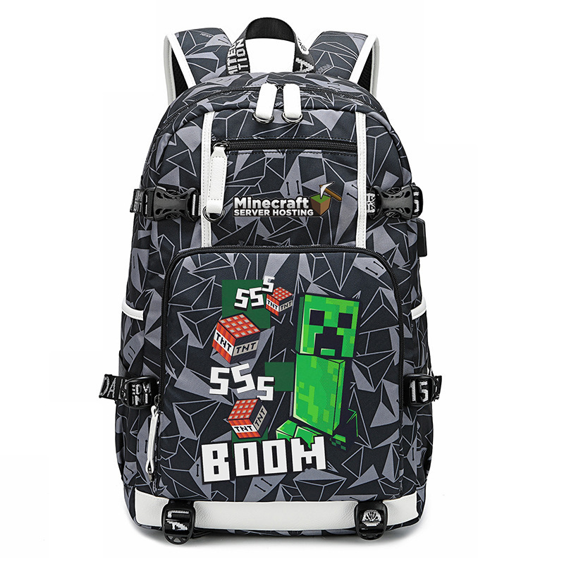 Cross border hot selling Minecraft game peripheral printed backpack outdoor large capacity travel bag Cross border hot selling Minecraft game peripheral printed backpack outdoor large capacity travel bag