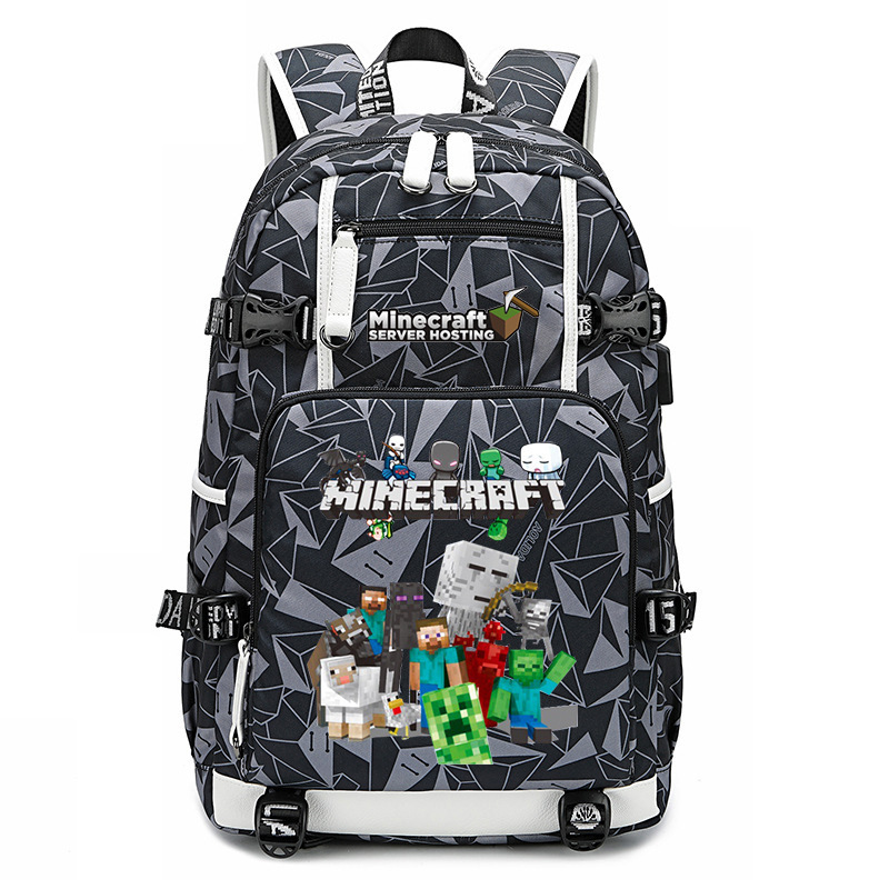 Cross border hot selling Minecraft game peripheral printed backpack outdoor large capacity travel bag Cross border hot selling Minecraft game peripheral printed backpack outdoor large capacity travel bag