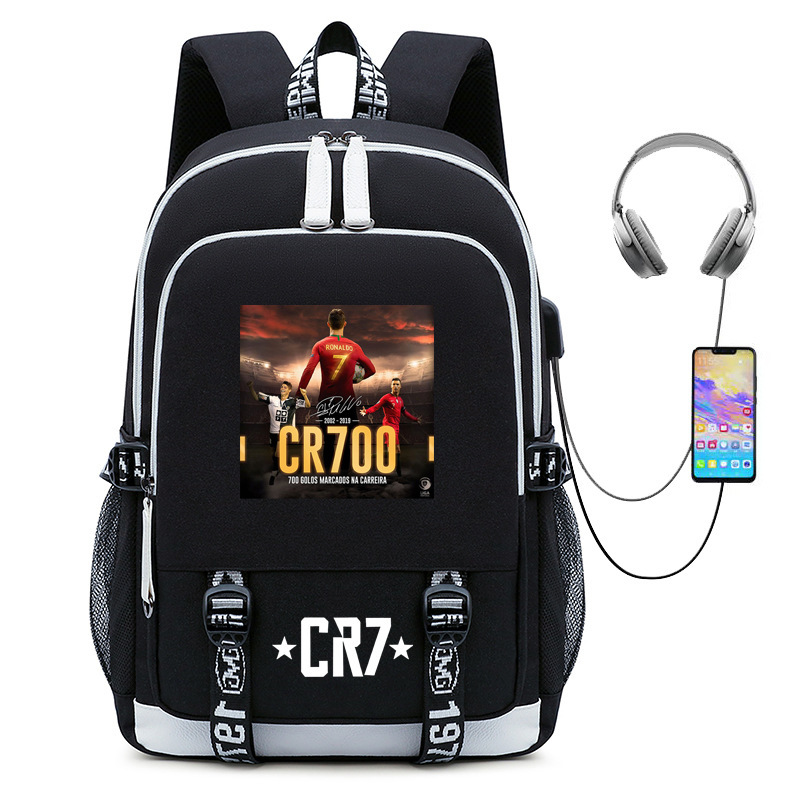 Hot selling football star Cristiano Ronaldo collection for teenagers, primary and secondary school students, USB men's and women's casual backpacks Hot selling football star Cristiano Ronaldo collection for teenagers, primary and secondary school students, USB men's and women's casual backpacks