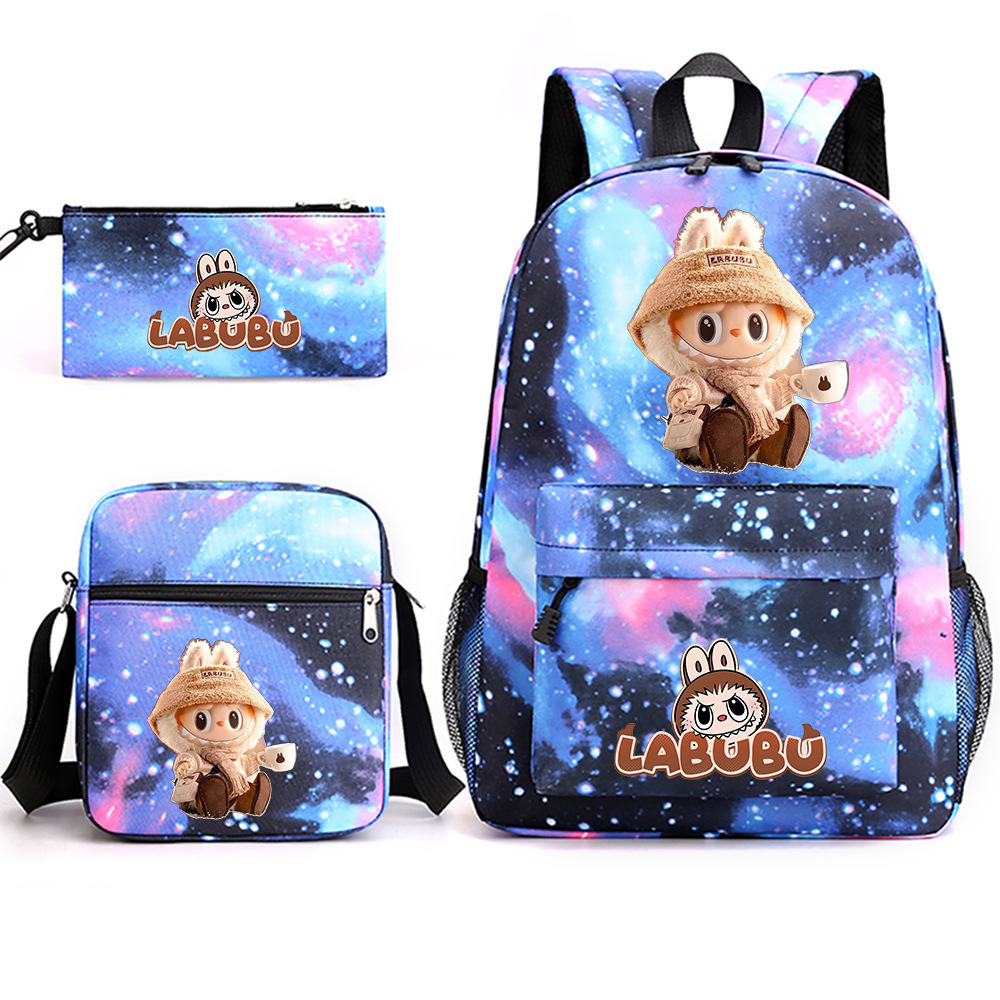 Cross border new hot selling Labubu peripheral printed student backpack backpack shoulder pencil case 3-piece set Cross border new hot selling Labubu peripheral printed student backpack backpack shoulder pencil case 3-piece set
