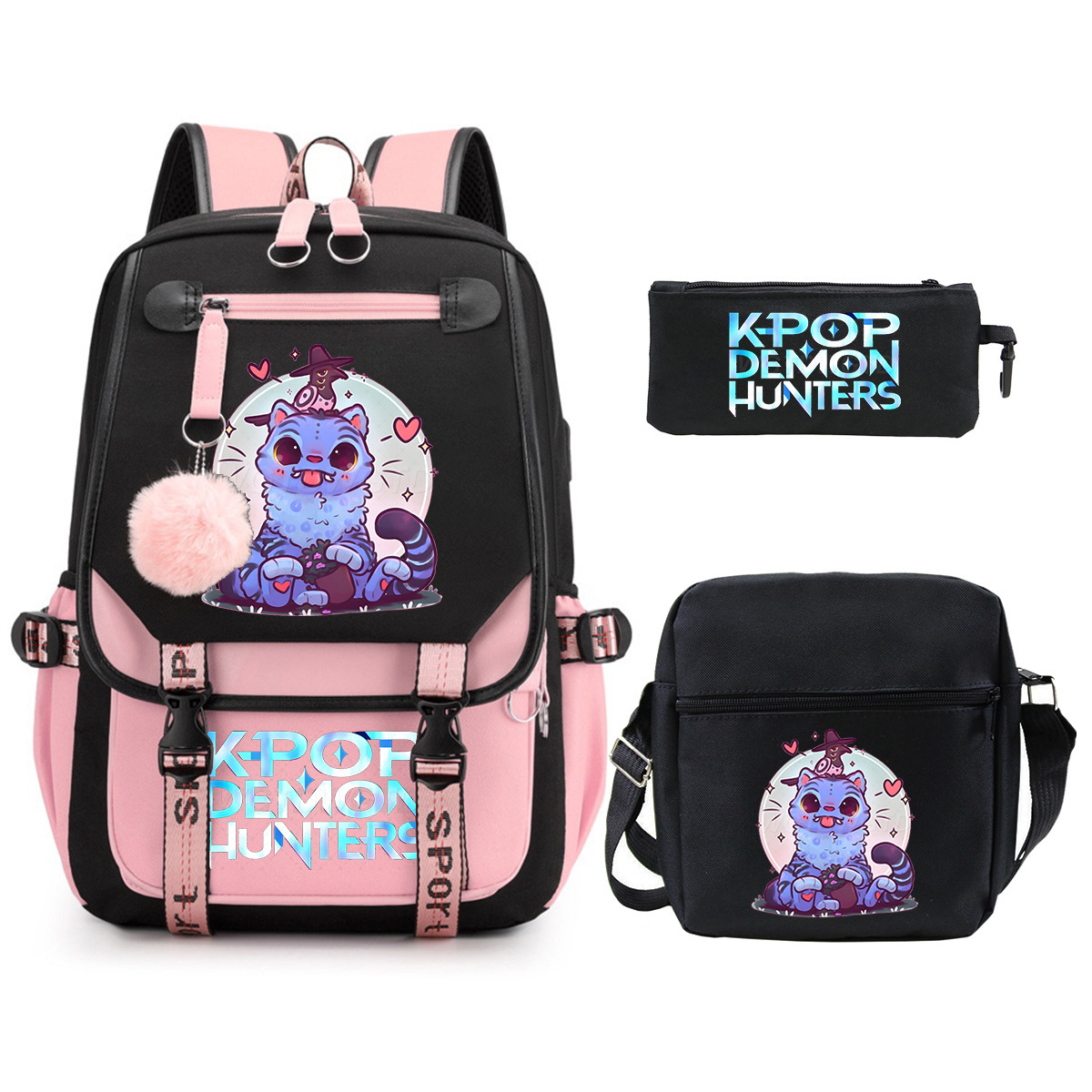 Witch Hunting Squad Printed Children's Fashion Backpack Cross border Large Capacity Casual Backpack Set for Primary and Secondary School Students Witch Hunting Squad Printed Children's Fashion Backpack Cross border Large Capacity Casual Backpack Set for Primary and Secondary School Students