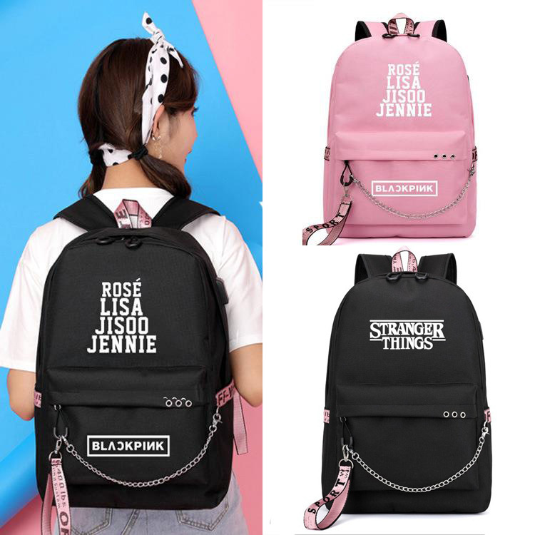 New backpack chain bag peripheral backpack sports bag student backpack candy colored bright color bag USB charging bag