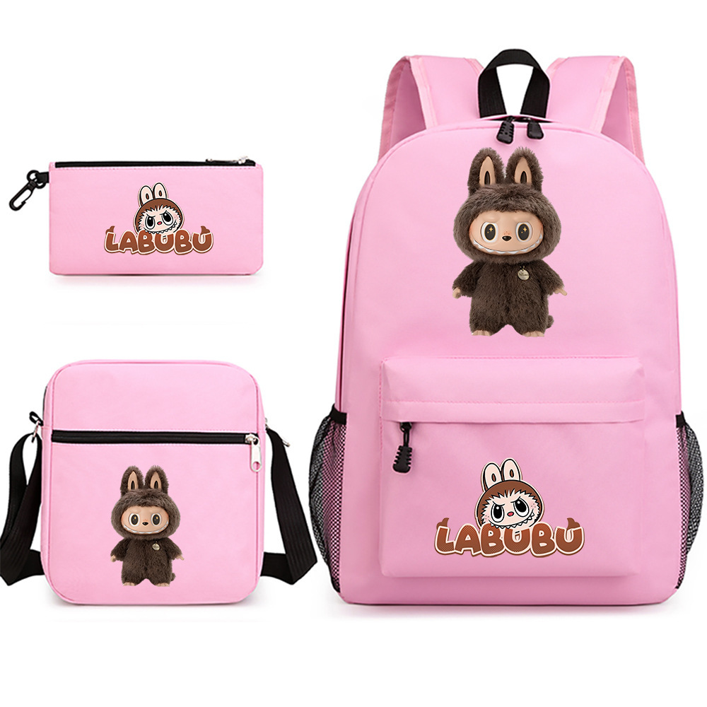 Cross border new hot selling Labubu peripheral printed student backpack backpack shoulder pencil case 3-piece set Cross border new hot selling Labubu peripheral printed student backpack backpack shoulder pencil case 3-piece set