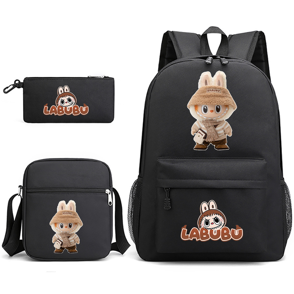 Cross border new hot selling Labubu peripheral printed student backpack backpack shoulder pencil case 3-piece set Cross border new hot selling Labubu peripheral printed student backpack backpack shoulder pencil case 3-piece set