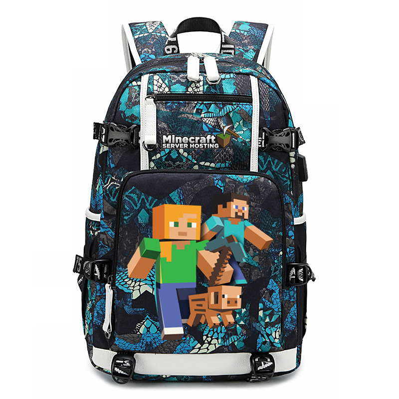 Cross border hot selling Minecraft game peripheral printed backpack outdoor large capacity travel bag Cross border hot selling Minecraft game peripheral printed backpack outdoor large capacity travel bag