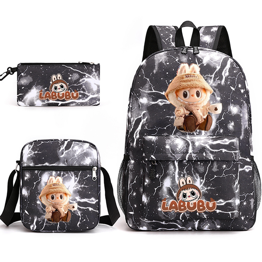 Cross border new hot selling Labubu peripheral printed student backpack backpack shoulder pencil case 3-piece set Cross border new hot selling Labubu peripheral printed student backpack backpack shoulder pencil case 3-piece set