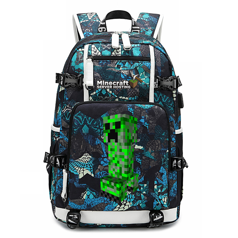 Cross border hot selling Minecraft game peripheral printed backpack outdoor large capacity travel bag Cross border hot selling Minecraft game peripheral printed backpack outdoor large capacity travel bag