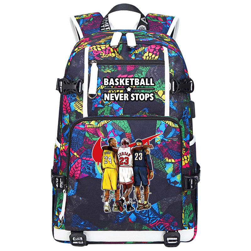 Lakers' James Kobe KOBE backpack, large capacity flying man backpack, men's and women's high school basketball backpack trend Lakers' James Kobe KOBE backpack, large capacity flying man backpack, men's and women's high school basketball backpack trend