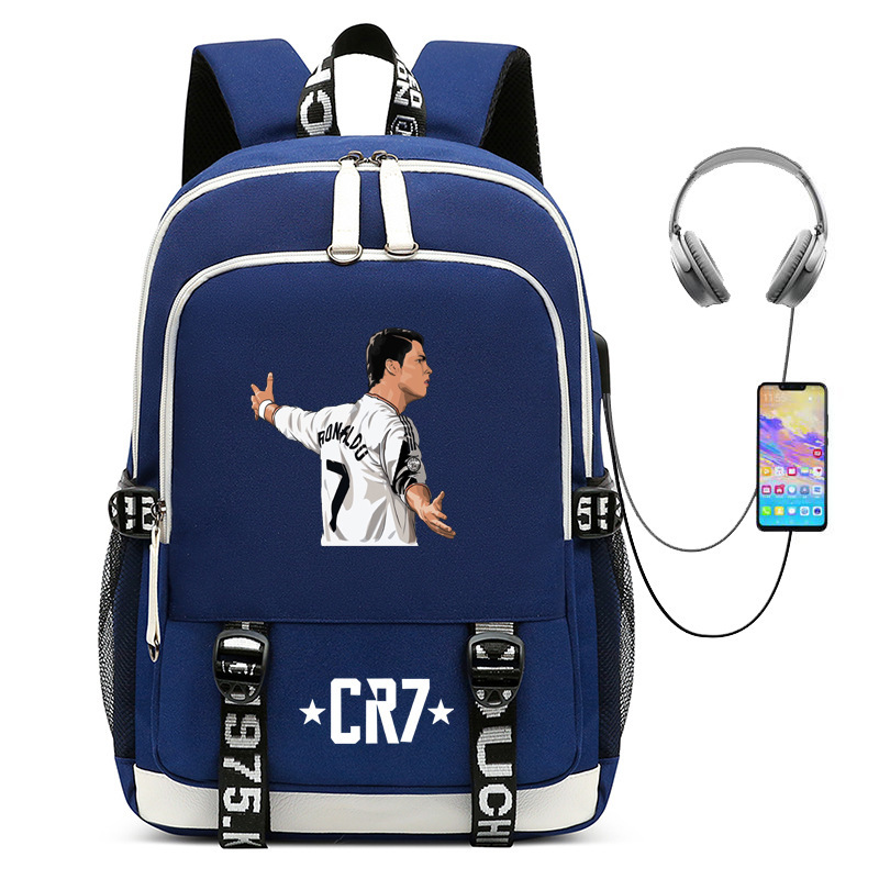 Hot selling football star Cristiano Ronaldo collection for teenagers, primary and secondary school students, USB men's and women's casual backpacks Hot selling football star Cristiano Ronaldo collection for teenagers, primary and secondary school students, USB men's and women's casual backpacks