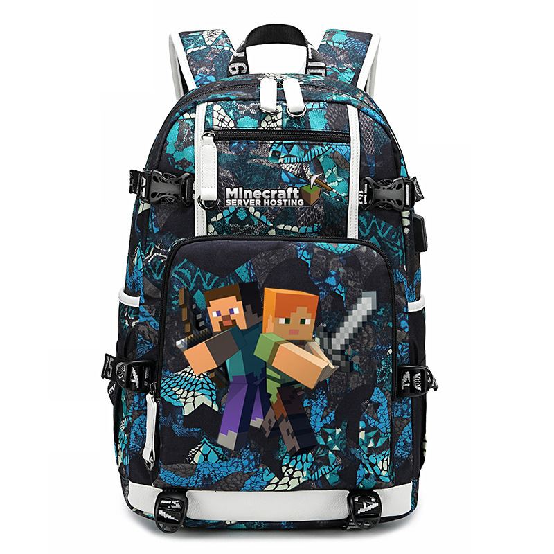 Cross border hot selling Minecraft game peripheral printed backpack outdoor large capacity travel bag Cross border hot selling Minecraft game peripheral printed backpack outdoor large capacity travel bag