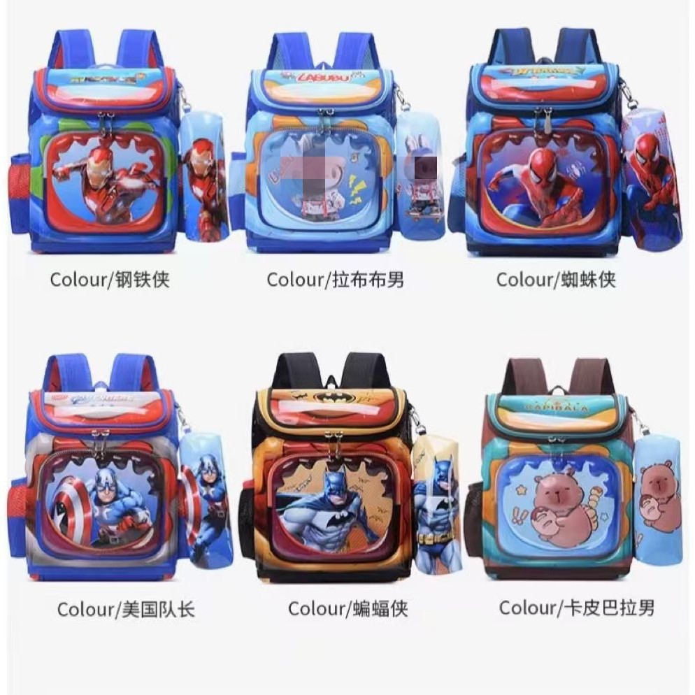 Cross border kindergarten backpack fully open shaped space bag 2.3.4 year old children's backpack two-piece set cute cartoon